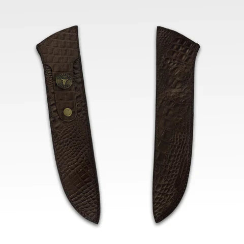 Faca Artesanal para Churrasco 10" 3mm Lâmina - Modelo A Roça Venceu com Cabo c/ pingente + Case especial em couro