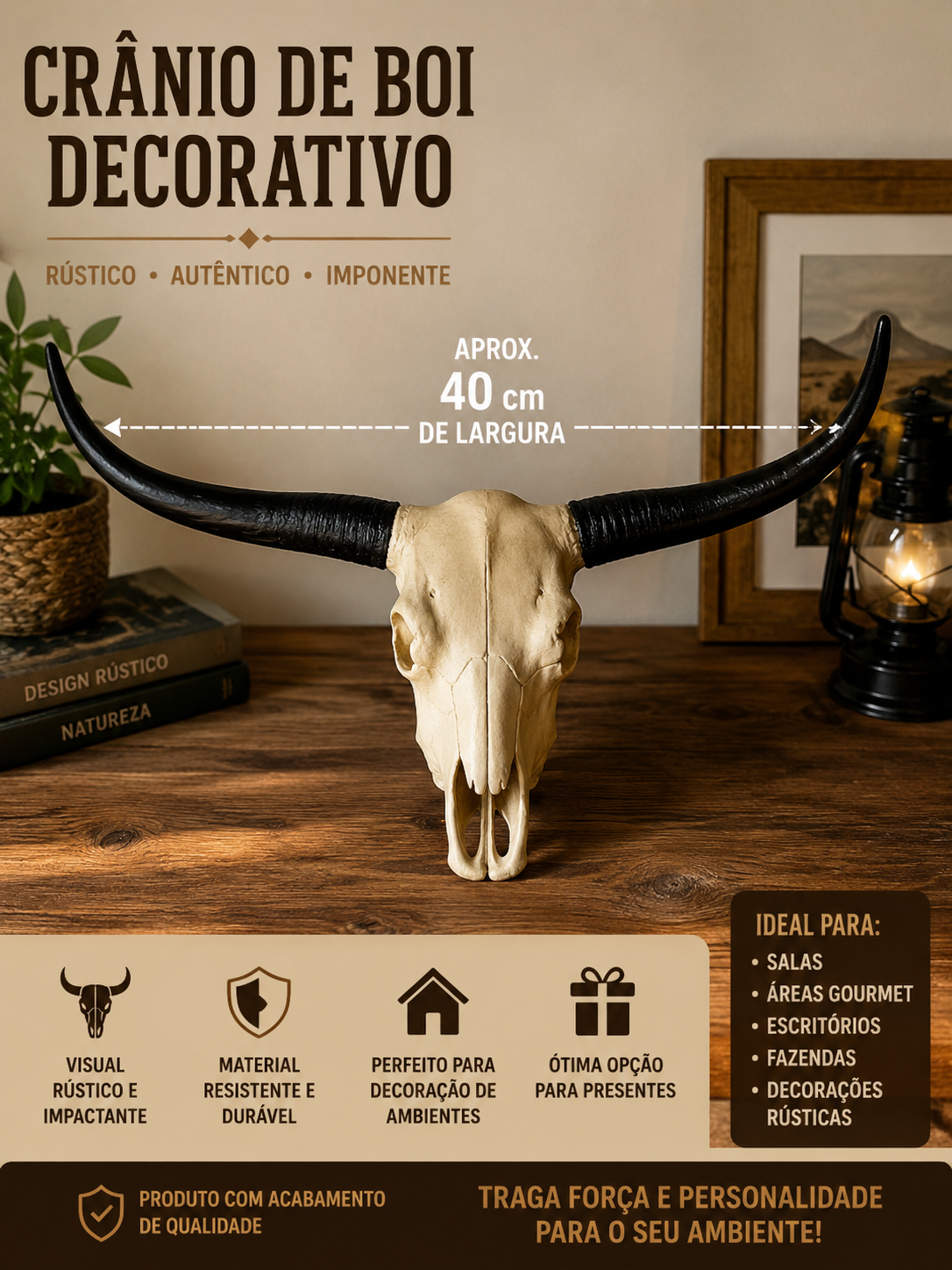 Long Horn Agro Decor – Parede ou Mesa