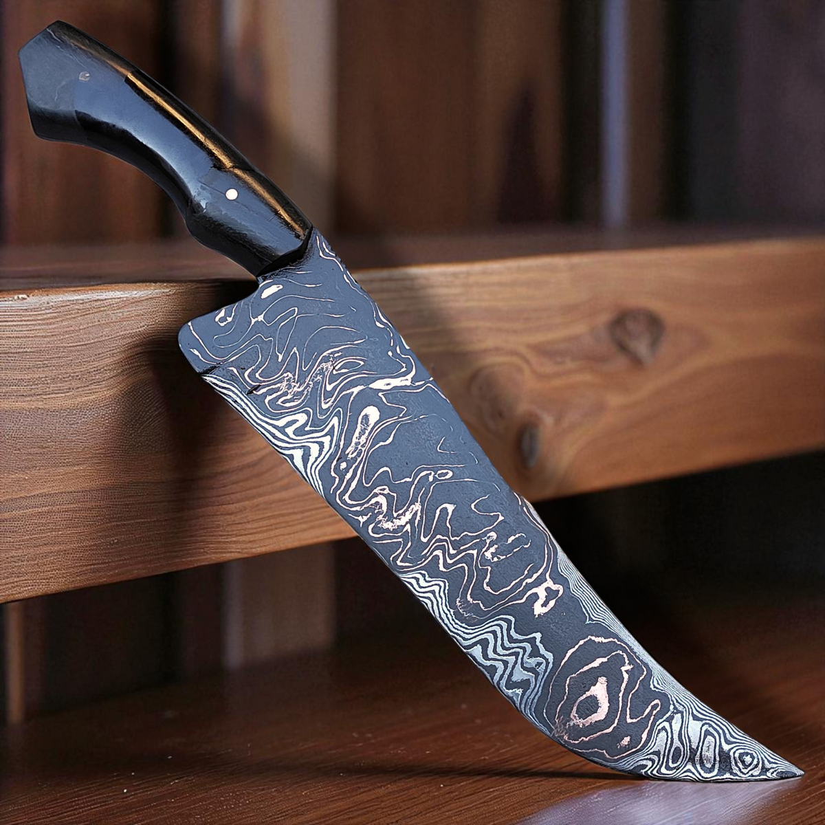 Faca Artesanal em Aço Mokume-Gane – Tiger – 10" de Lâmina