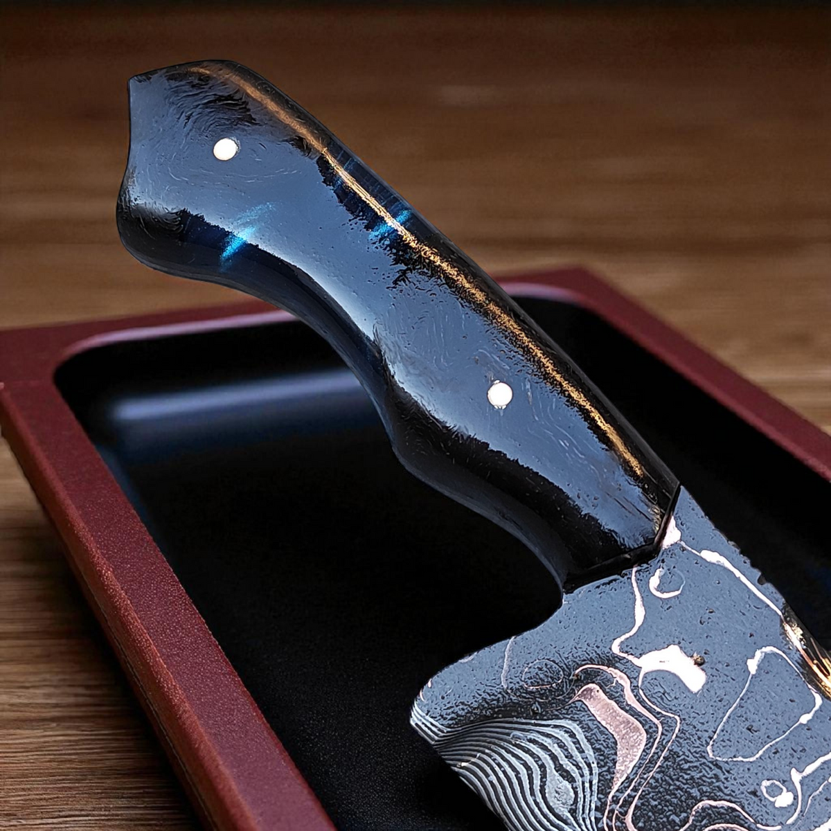 Faca Artesanal em Aço Mokume-Gane – Tiger – 10" de Lâmina