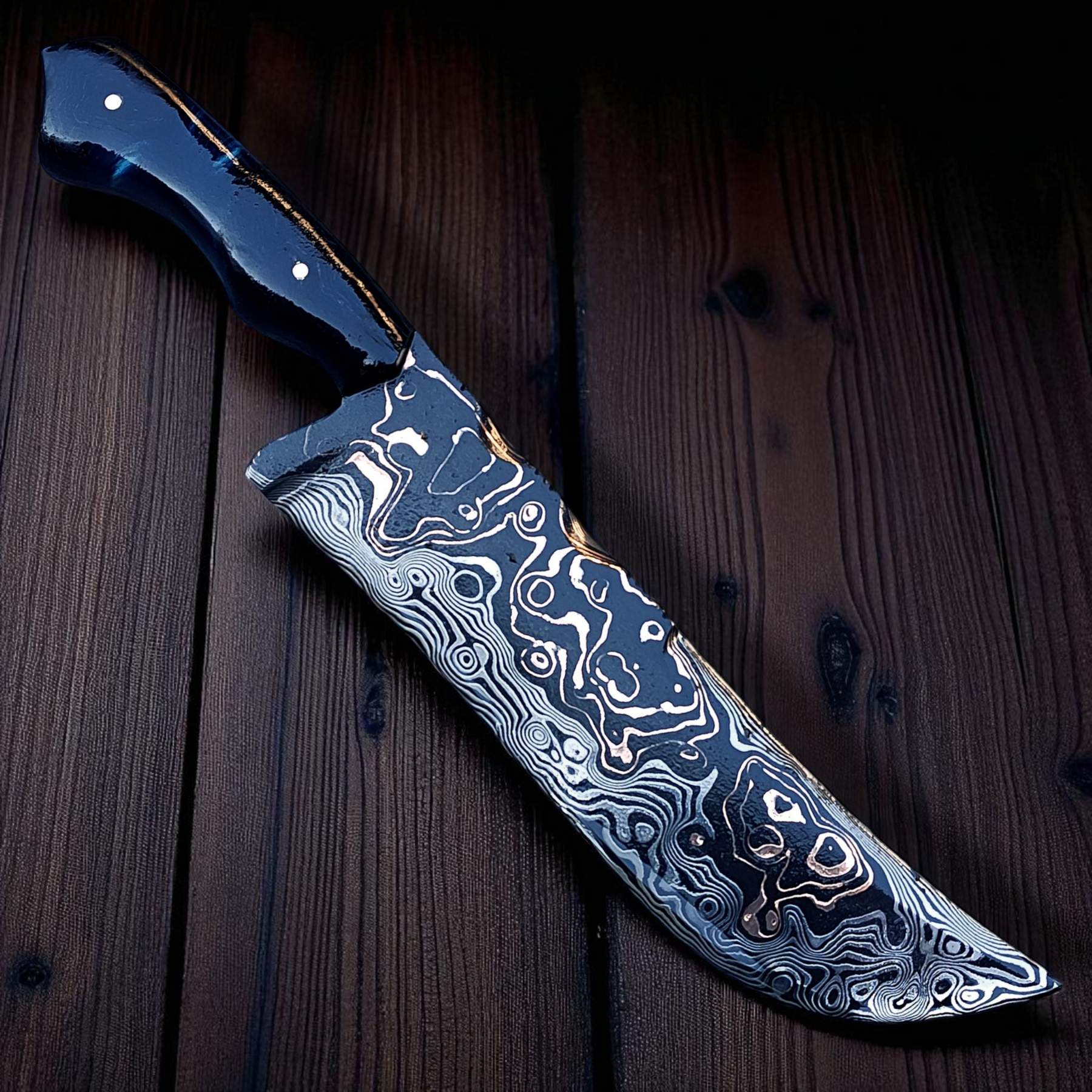 Faca Artesanal em Aço Mokume-Gane – Tiger – 10" de Lâmina