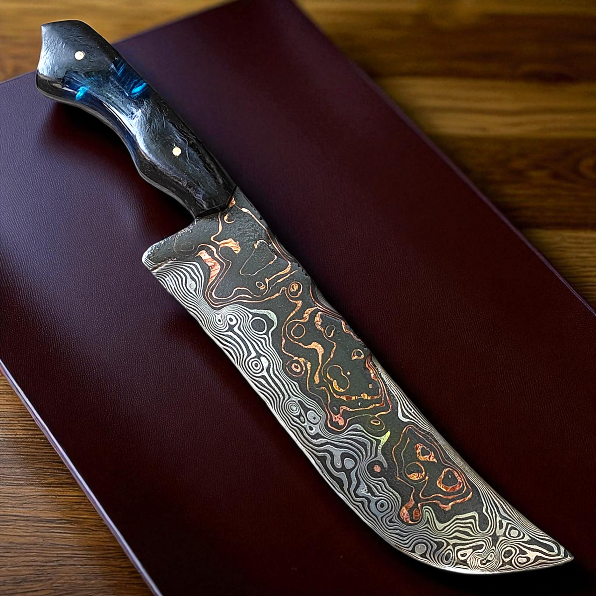 Faca Artesanal em Mokume-Gane – Edição Colecionador – Padrão TIGER – 10" Lâmina