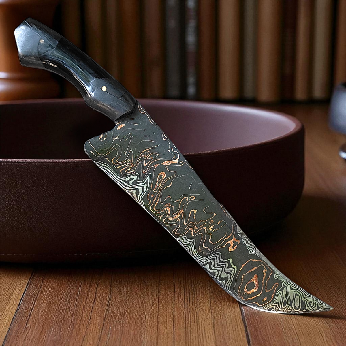 Faca Artesanal em Mokume-Gane – Edição Colecionador – Padrão TIGER – 10" Lâmina