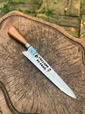 Faca  Artesanal P/ Churrasco 10" 3mm Lâmina com Cabo madeira + Case especial em couro - VARIOS TEMAS NA LAMINA